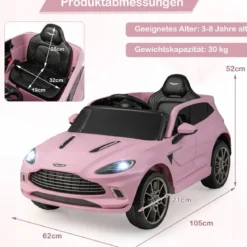 12V Aston Martin DBX Kinderauto mit 2,4G-Fernbedienung 1,4-2,5 km/h Rosa