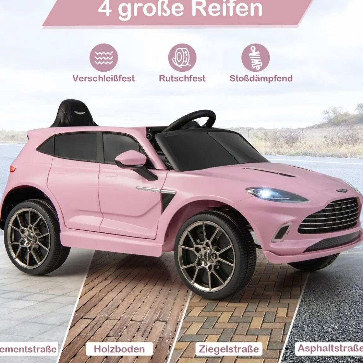 12V Aston Martin DBX Kinderauto mit 2,4G-Fernbedienung 1,4-2,5 km/h Rosa