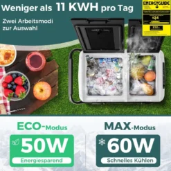 12V-Autokühlschrank mit 2 Kühlzonen 40L Tragbarer Gefrierschrank mit Kompressor (-20℃~20℃)