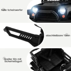 12V Batteriebetriebenes Kinderfahrzeug Elektrisches Kinderfahrzeug mit Fernbedienung Schwarz