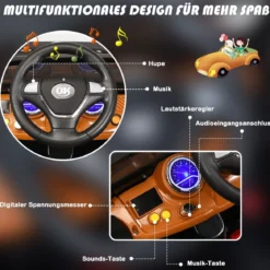 12V Elektrofahrzeug Kinderauto mit Fernbedienung für Kinder 109 x 61 x 63,5 cm Schwarz