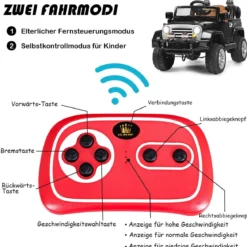 12V Elektrofahrzeug Kinderauto mit Fernbedienung für Kinder 109 x 61 x 63,5 cm Schwarz