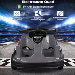 6V Elektro Gokart mit Musik & Soundeffekte & Vorwärts- und Rückwärtsfunktion Schwarz