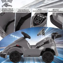 6V Elektro Gokart mit Musik & Soundeffekte & Vorwärts- und Rückwärtsfunktion Schwarz