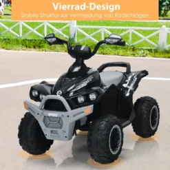 12V Elektro Kinderquad mit Musik Hupe und LED Scheinwerfer Elektroquad Schwarz