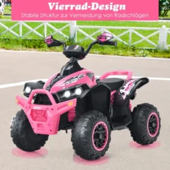 12V Elektro Kinderquad mit Musik Hupe und LED Scheinwerfer Elektroquad Rosa