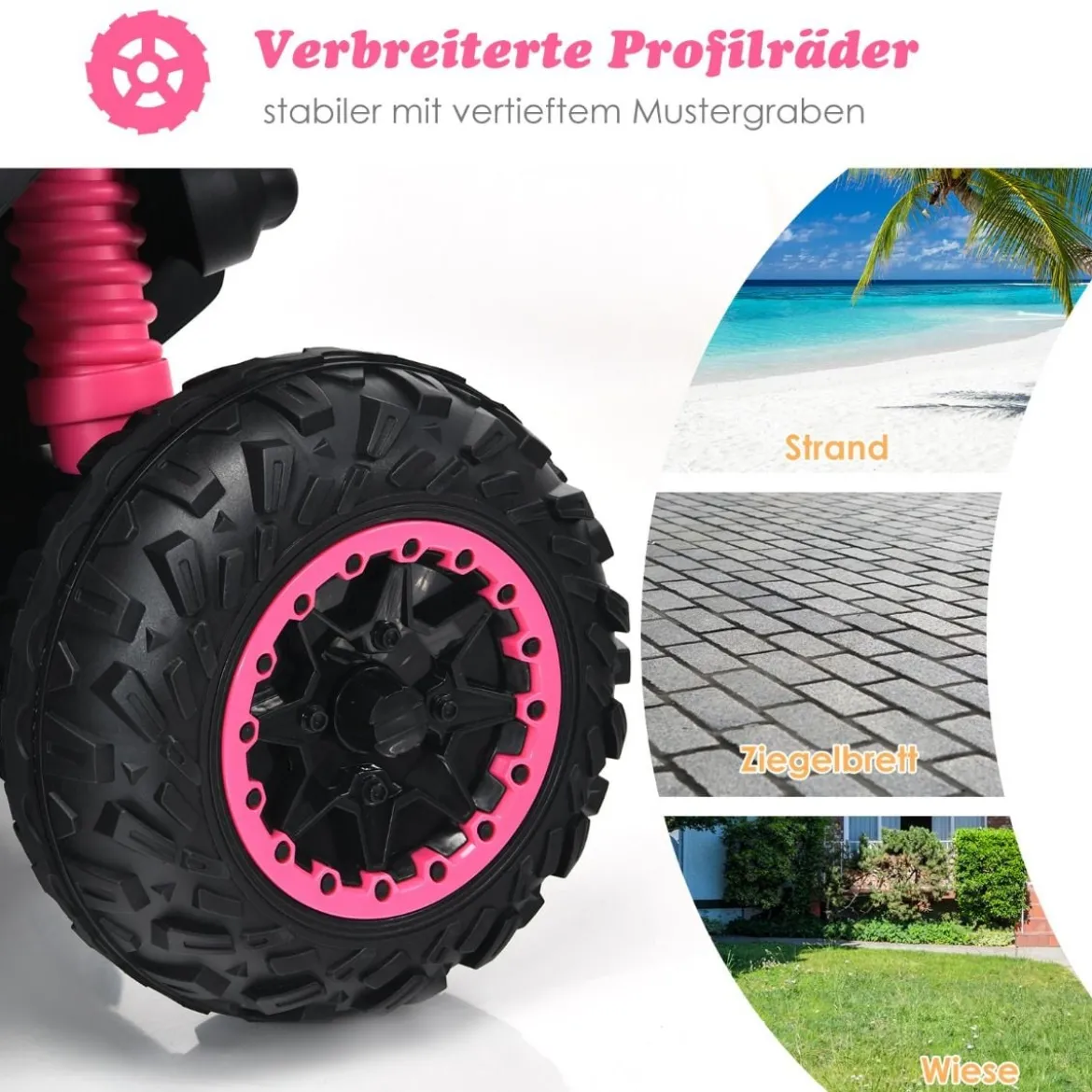 12V Elektro Kinderquad mit Musik Hupe und LED Scheinwerfer Elektroquad Rosa
