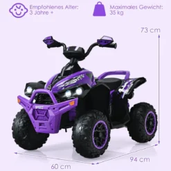 12V Elektro Kinderquad mit Musik Hupe und LED Scheinwerfer Elektroquad Lila