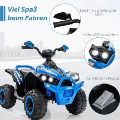 12V Elektro Kinderquad mit Musik Hupe und LED Scheinwerfer Elektroquad Blau