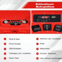 12V Elektro Kinderquad mit Scheinwerfer Mini Elektroquad mit Musik & Hupe 4 Räder Kinder Quad 2,8-5 km/h für Kinder ab 3 Jahren Rot