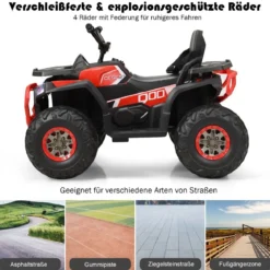 12V Elektro Kinderquad mit Scheinwerfer 4 Räder Kinder Kinderauto Elektroauto für Kinder ab 3 Jahren
