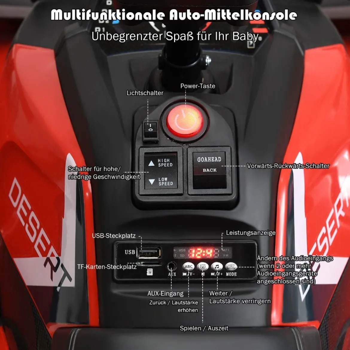 12V Elektro Kinderquad mit Scheinwerfer 4 Räder Kinder Kinderauto Elektroauto für Kinder ab 3 Jahren