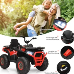 12V Elektro Kinderquad mit Scheinwerfer 4 Räder Kinder Kinderauto Elektroauto für Kinder ab 3 Jahren