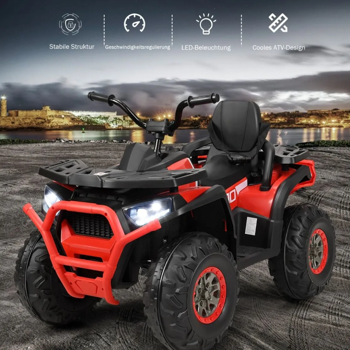 12V Elektro Kinderquad mit Scheinwerfer 4 Räder Kinder Kinderauto Elektroauto für Kinder ab 3 Jahren