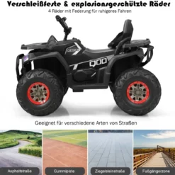 12V Elektro Kinderquad mit Scheinwerfer 4 Räder Kinder Kinderauto Elektroauto für Kinder ab 3 Jahren