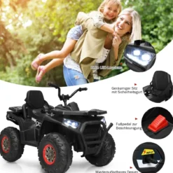 12V Elektro Kinderquad mit Scheinwerfer 4 Räder Kinder Kinderauto Elektroauto für Kinder ab 3 Jahren