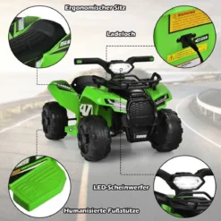 6V Elektro Kinderquad mit Stauraum & Musik & Hupe & LED Scheinwerfer Mini Elektroquad