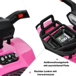 6V Elektro Kinderquad mit Stauraum & Musik & Hupe & LED Scheinwerfer Mini Elektroquad