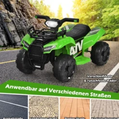6V Elektro Kinderquad mit Stauraum & Musik & Hupe & LED Scheinwerfer Mini Elektroquad