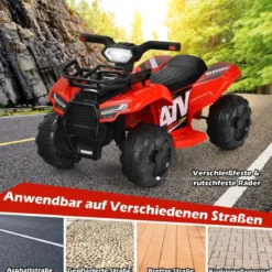 6V Elektro Kinderquad mit Stauraum & Musik & Hupe & LED Scheinwerfer Mini Elektroquad