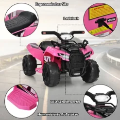 6V Elektro Kinderquad mit Stauraum & Musik & Hupe & LED Scheinwerfer Mini Elektroquad