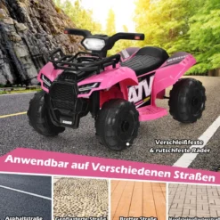 6V Elektro Kinderquad mit Stauraum & Musik & Hupe & LED Scheinwerfer Mini Elektroquad
