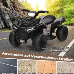 6V Elektro Kinderquad mit Stauraum & Musik & Hupe & LED Scheinwerfer Mini Elektroquad