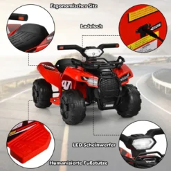 6V Elektro Kinderquad mit Stauraum & Musik & Hupe & LED Scheinwerfer Mini Elektroquad