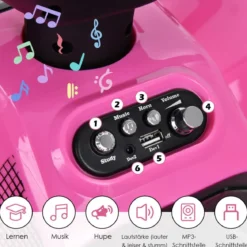 6V Elektro Kinderquad mit Stauraum & Musik & Hupe & LED Scheinwerfer Mini Elektroquad