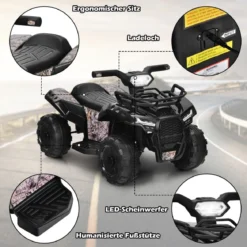 6V Elektro Kinderquad mit Stauraum & Musik & Hupe & LED Scheinwerfer Mini Elektroquad