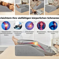 Venenkissen Beinkissen aus Rückstellschaum Schlafkissen Kopfkissen 60 x 54,5 x 20 cm Grau