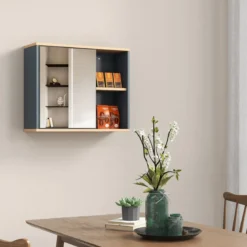 Verspiegelter Medizinschrank Badezimmerschrank mit Einzelner Spiegeltür 60 x 20 x 52 cm Grau