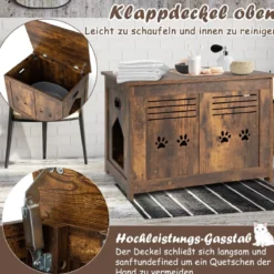 Verstecktes Katzenhaus mit Seitlichem Eingang aus Holz 70 x 52 x 51 cm Rustikales Braun