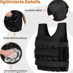 Verstellbare Gewichtsweste für Damen & Herren Trainingsweste mit Weiche Schulterpolster 36 cm