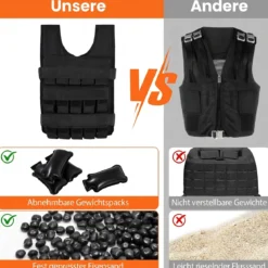 Verstellbare Gewichtsweste für Damen & Herren Trainingsweste mit Weiche Schulterpolster 36 cm