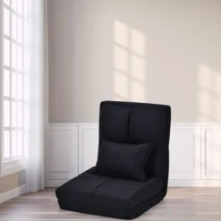 Verstellbarer Bodenstuhl Klappbares Bodensofa mit weichem Kissen Bodensessel Schwarz
