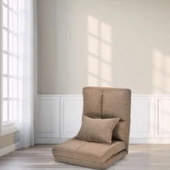 Verstellbarer Bodenstuhl Klappbares Bodensofa mit weichem Kissen Bodensessel Braun