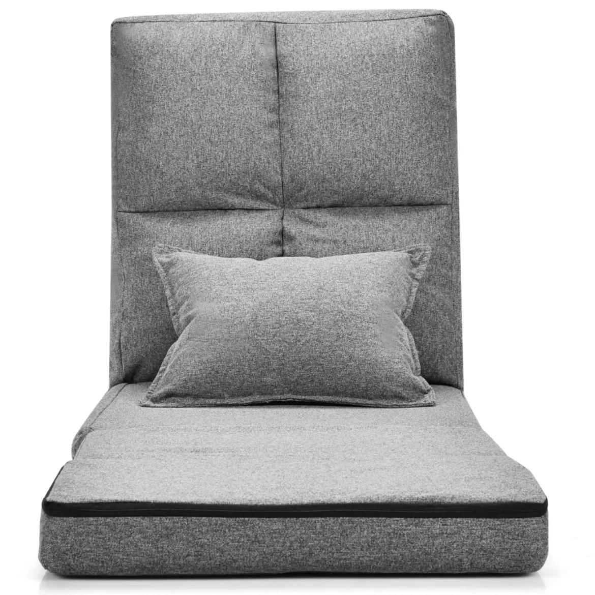 Verstellbarer Bodenstuhl Klappbares Bodensofa mit weichem Kissen Bodensessel Grau