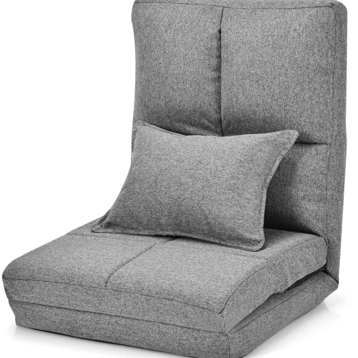 Verstellbarer Bodenstuhl Klappbares Bodensofa mit weichem Kissen Bodensessel Grau