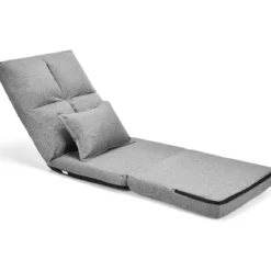 Verstellbarer Bodenstuhl Klappbares Bodensofa mit weichem Kissen Bodensessel Grau