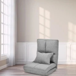 Verstellbarer Bodenstuhl Klappbares Bodensofa mit weichem Kissen Bodensessel Grau