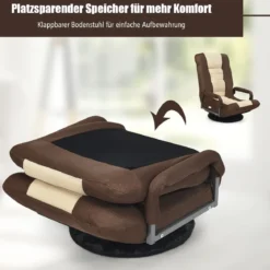 Verstellbarer 6-Positionen-Bodenstuhl Fußbodensessel mit Drehfuß 61-87 x 55 x 75 cm Beide + Braun