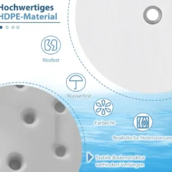 Verstellbarer Sonnenschirm-Tisch mit Schirmloch für 38-48mm Schirmstange Schirmtisch Weiß