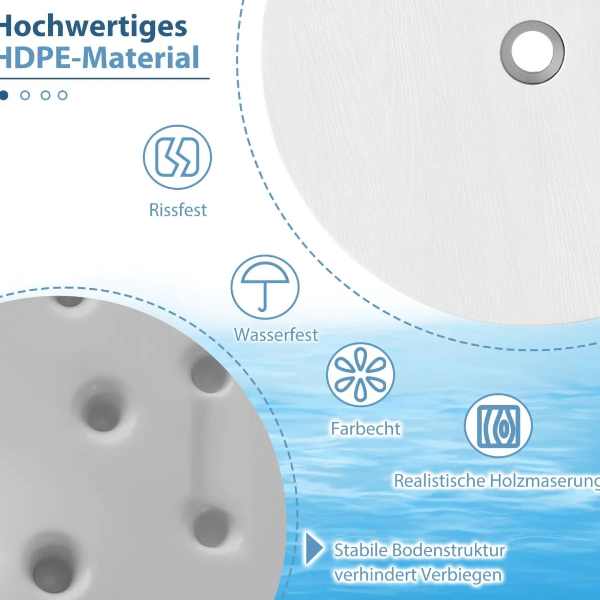 Verstellbarer Sonnenschirm-Tisch mit Schirmloch für 38-48mm Schirmstange Schirmtisch Weiß
