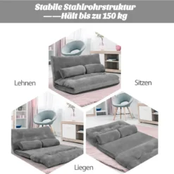 Verstellbares Bodensofa Multifunktionales 6-stufig einstellbar 178 x 98 x 18 cm Grau