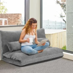 Verstellbares Bodensofa Multifunktionales 6-stufig einstellbar 178 x 98 x 18 cm Grau