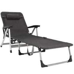 Verstellbare Sonnenliege Outdoor-Loungesessel 134-190 x 71 x 61,5-95 cm Grau