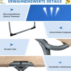 Verstellbare Sonnenliege Zusammenklappbare Strandliege mit Kissen 194 x 61 x 35,5 – 86,5 cm Beige