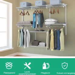 Verstellbares Schranksystem Wandschrank-System mit Kleiderstange einstellbarer Schrank Weiß