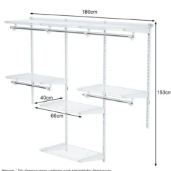 Verstellbares Schranksystem Wandschrank-System mit Kleiderstange einstellbarer Schrank Weiß